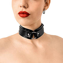 БДСМ-нашийник із кільцем Art of Sex — Martina Collar with ring, натуральна шкіра, колір чорний