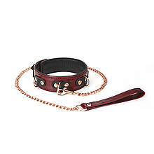 Нашийник із повідцем Liebe Seele Wine Red Collar and Leash
