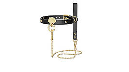 Розкішний нашийник із повідцем Zalo Collar&Leash Set Black