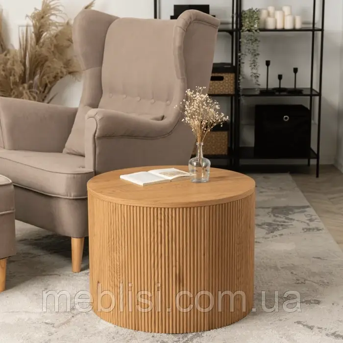 Круглий журнальний стіл CLOVER колір дуб 60X45 (MEBEL ELITE) ME.CLOVER/D/D/L