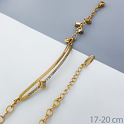 Браслет "Комбінований" з підвісками та цирконієм, р.17-20; медзолото Xuping, позолота, 18К