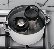 Набір скляних шинківниць Browin 2×450 г з термометром — форми для приготування домашньої шинки, паштету, спредів