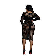 Сукня-бодістокінг Moonlight Plus Model 03 XL-XXXL Black, міді, довгий рукав, фото 2