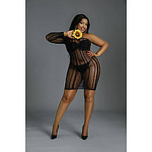 Сукня-бодістокінг Moonlight Plus Model 05 XL-XXXL Black, закрите одне плече та рукав, фото 3