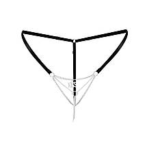 Сексуальні трусики з ланцюжком та підвіскою Art of Sex - KISS panties XS-M, колір чорний, фото 3