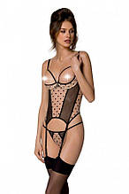 Корсет Passion MARINA CORSET, XXL/XXXL, beige, з відкритими чашками