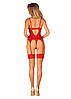 Комплект корсет та стрінги Obsessive Ingridia corset & thong XS/S, червоний, фото 7