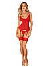 Комплект корсет та стрінги Obsessive Ingridia corset & thong M/L, червоний, фото 6