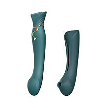 Смартвібратор 3в1 Zalo — Queen Set Jewel Green, пульсівна перлина та вакуум, кристал Swarovski