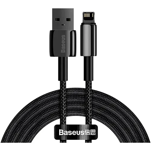 Кабель Baseus Tungsten Gold Fast Charging Cable USB to Lightning 2.4A 2m CALWJ-A01 Black