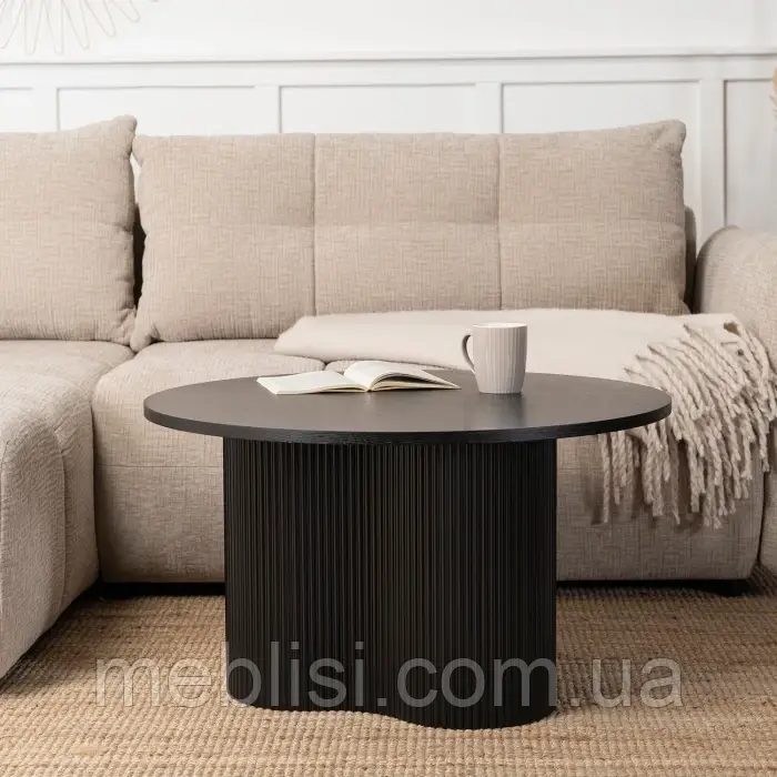 Чорний круглий журнальний стіл 80 DERIAN MAX 60X45.5 (MEBEL ELITE) ME.MAXDERIAN/CZ/CZ/L