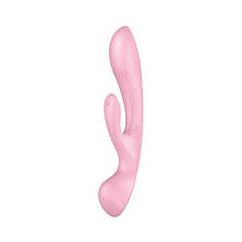 Двосторонній вібратор-кролик Satisfyer Triple Oh Pink, 3 мотори, руків’я-масажер