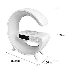 Розумна настільна бездротова лампа Bluetooth із зарядкою та будильником Smart Light Machine G63, фото 3