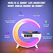 Розумна настільна бездротова лампа Bluetooth із зарядкою та будильником Smart Light Machine G63, фото 7