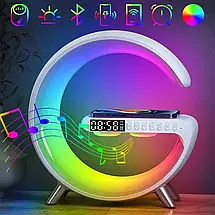 Розумна настільна бездротова лампа Bluetooth із зарядкою та будильником Smart Light Machine G63, фото 6