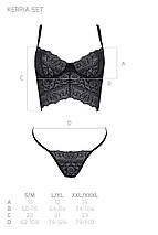 Комплект Passion KERRIA SET black, S/M, сітка+мереживо, бюстьє та стрінги, фото 5