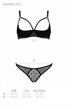 Еротичний комплект Passion MARINA SET WITH OPEN BRA, S/M, black, відкриті чашки, фото 5