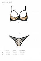 Еротичний комплект Passion MARINA SET WITH OPEN BRA, L/XL, beige, відкриті чашки, фото 5