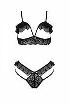 Еротичний комплект Passion DOLLY SET, L/XL, black, з відкритими чашками, фото 3