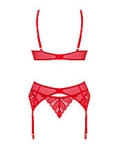 Комплект Obsessive Ingridia 3-pcs set XS/S, червоний, бюстгальтер, стрінги, пояс, фото 4