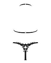 Напівпрозорий комплект Obsessive Celia Noir 2-pcs set XS/S, бюстгальтер, стрінги, фото 4