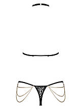 Комплект із ланцюжками Obsessive Pantheria 2-pcs set black L/XL, бюстгальтер, трусики, фото 4