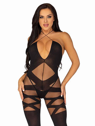 Бодістокінг Leg Avenue Illusion halter bodystocking One size Black, доступ, фото 1