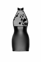 Сукня Noir Handmade F311 Eros, S, black, міні, спідниця під латекс, верх — сітка, відкрита спина, фото 4