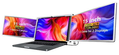 Потрійний портативний екран монітор для ноутбука 15 дюймів 1920x1080 INTSPOT PRF, фото 3