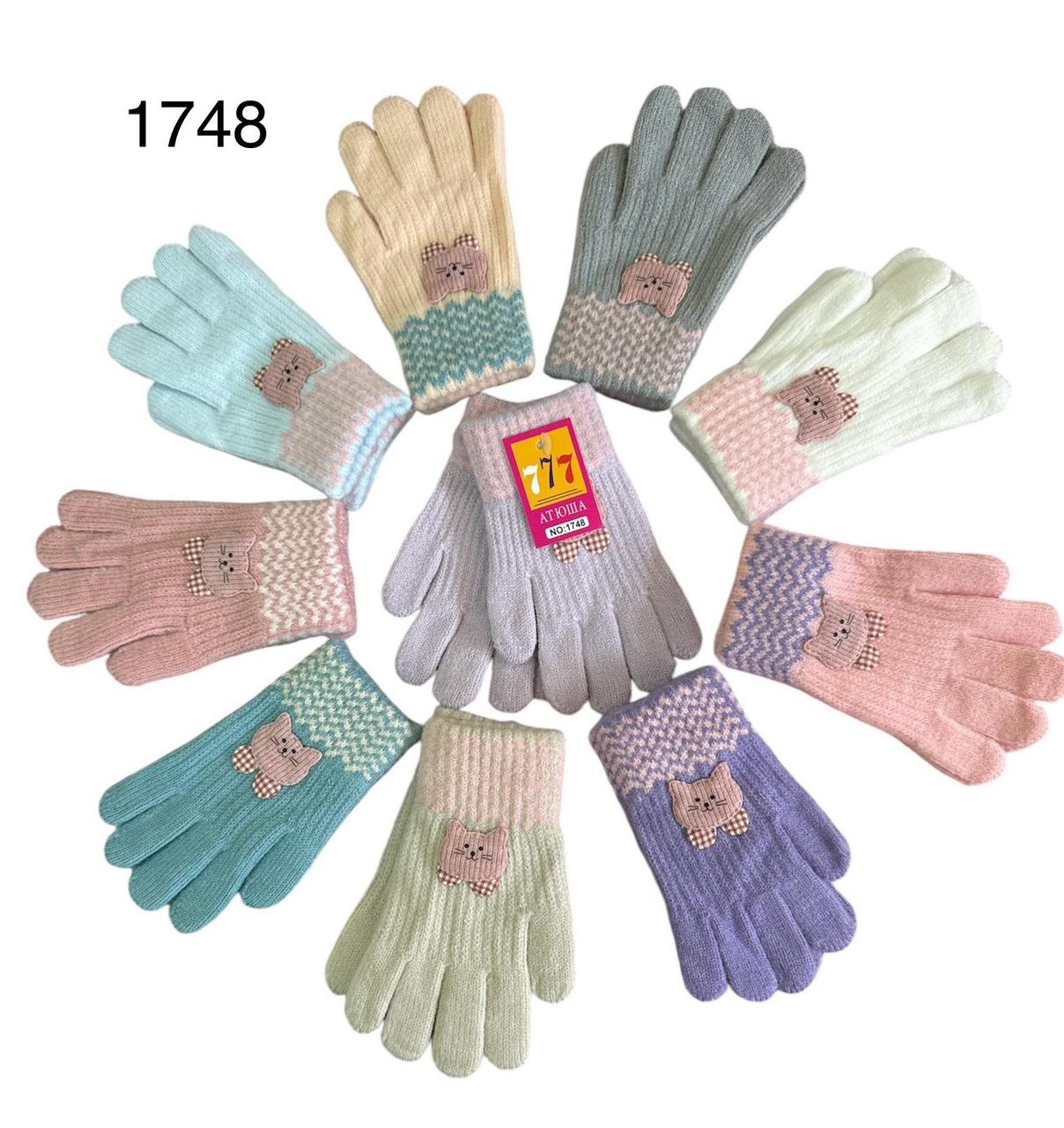 Оптом Миленькі дитячі рукавички для дівчат "Котик"