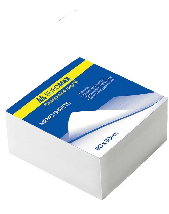 Блок білого паперу для нотаток JOBMAX 80х80х20 мм, скле., 5 шт. в уп., фото 1