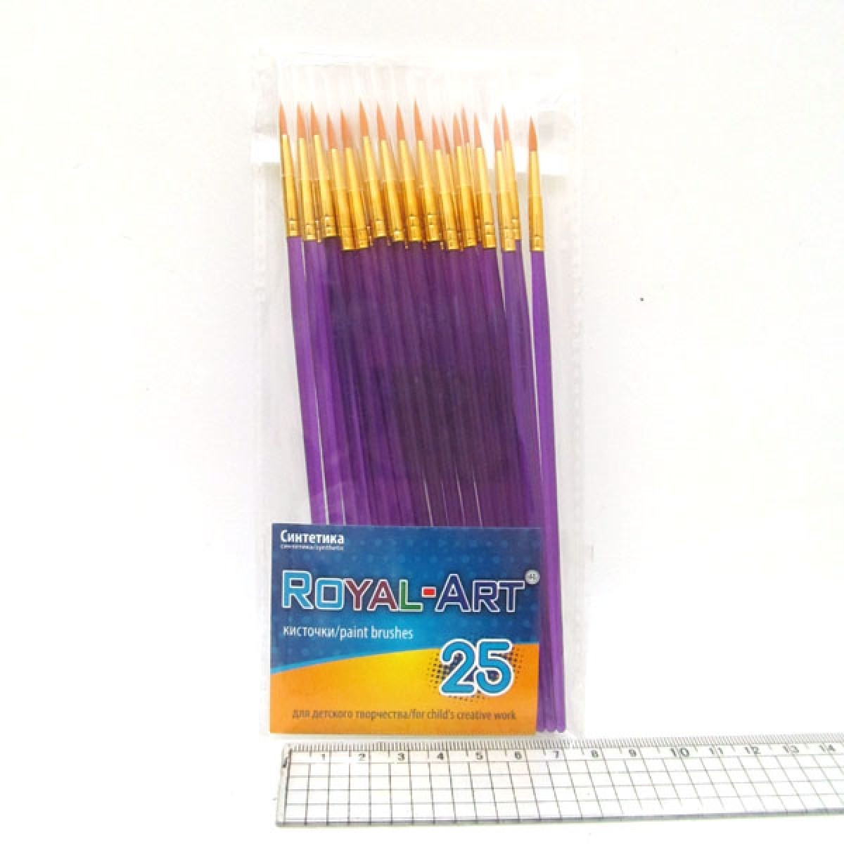 Пензель нейлон круглий 16 см, No1, пласт ручка, 25 шт. в уп. //, фото 1