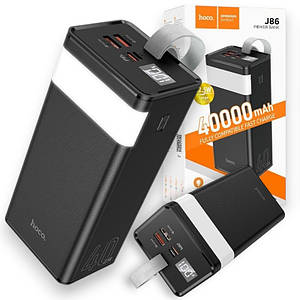 Power Bank HOCO J86 40000 mAh 22.5W швидка зарядка Зовнішній акумулятор з ліхтариком, чорний