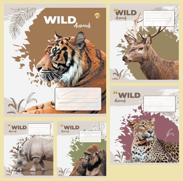 Зошит 24 арк. клітинка Люкс ТЕ11322 ЗВІРІ, 20 шт. в уп. /400 5к. Тетрада, фото 1