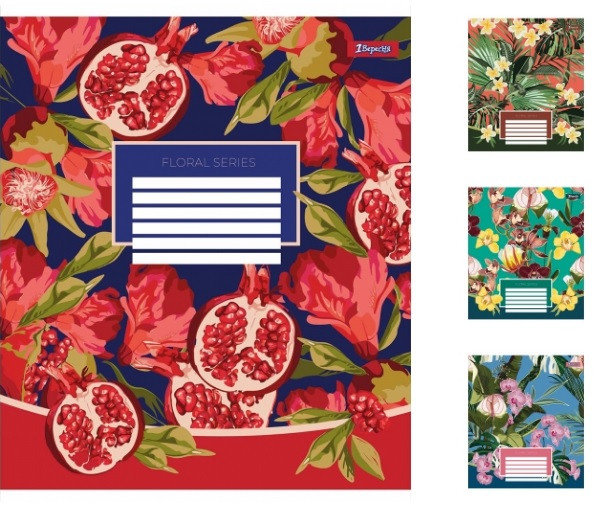 А5/96 лін. 1В Floral series, зошит для записів 5 шт. в уп. //, фото 1