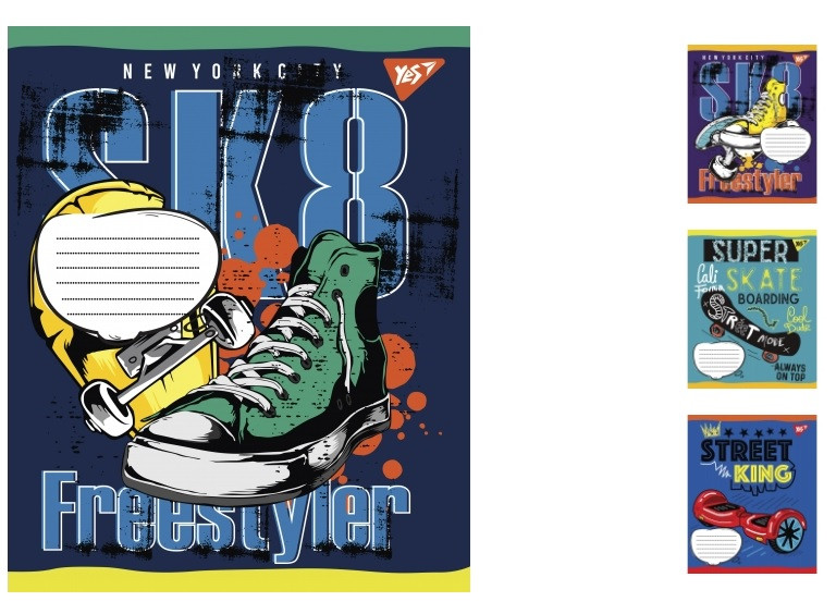 А5/12 кл. YES Skates, зошит учнів. 25 шт. уп. //, фото 1