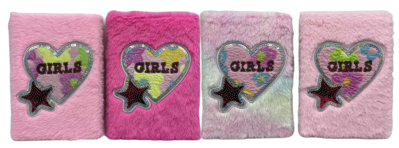 Блокнот А5/80арк. хутр.обкл. "Серце-Girls" кліт., 4кол.(2*60), фото 1