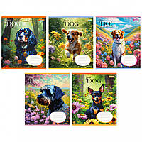 А5/12 кос. 1B Floral dog, зошит учнів.  25 шт. в уп. //