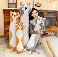 М'яка плюшева іграшка Собака-батон 110см, іграшка довга собака, іграшка-обіймашка собака, сірий