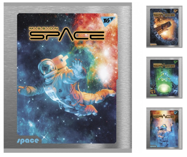 Зошит для записів  А5/48 кл. YES "Space" мат. ВДЛ+УФ-виб.+мікроембосінг 5 шт в уп. //, фото 1
