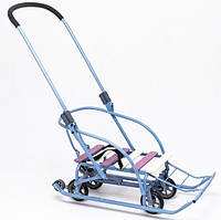 Дитячі санки Мандрівник на коліщатках (висувні трансформер) з ручкою штовхачем складані Мрія Патріот