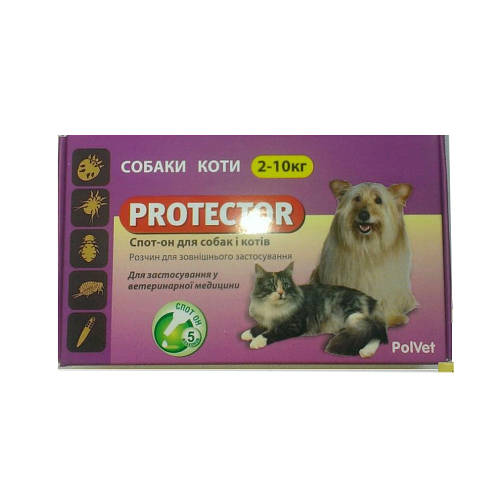 Капли PROTEKTOR от блох для котов и собак 2-10 кг (ID#1478094553), цена ...