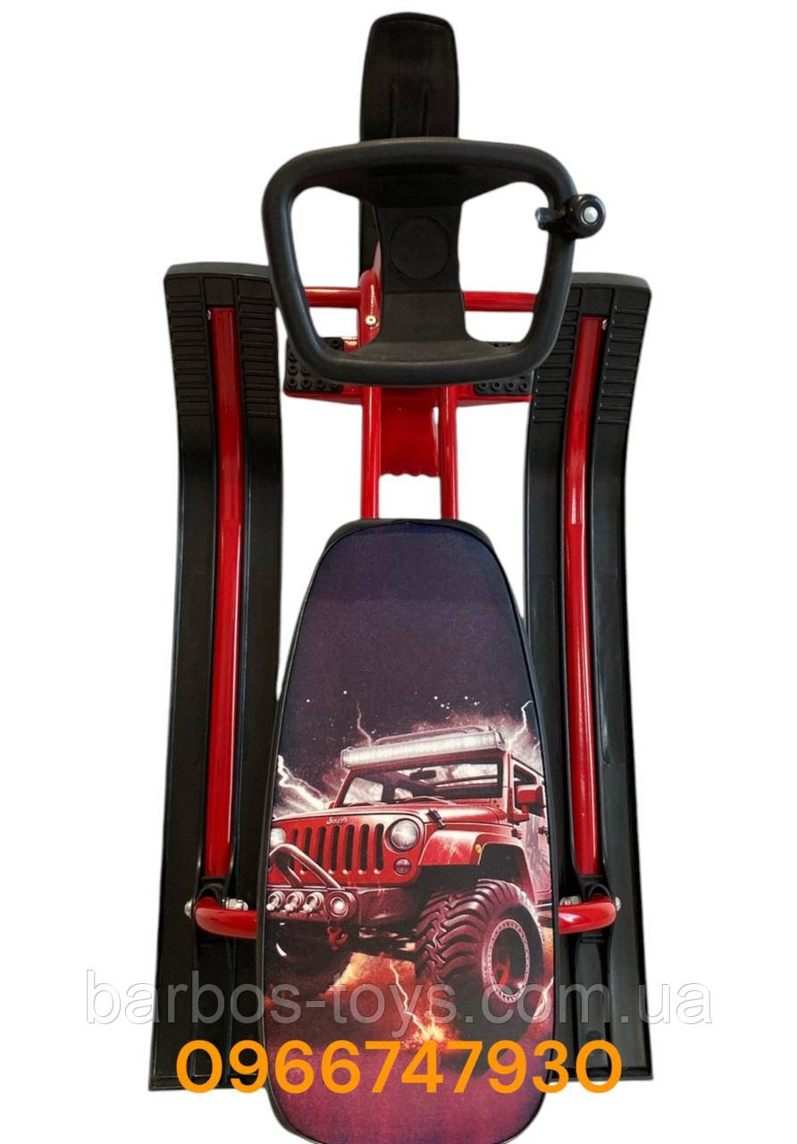 Дитячий снігокат з кермом м'яке сидіння ножне гальмо амортизатор дитячі санки з рулем чук гек від 2 років