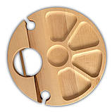 Винний столик-менажниця, бук, 35*35*17 см, круглий, 2 келихи, фото 4