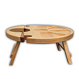 Винний столик-менажниця, бук, 35*35*17 см, круглий, 2 келихи, фото 2