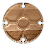 Винний столик-менажниця, бук, 35*35*17 см, 4 келихи, фото 2