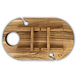 Винний столик-менажниця, дуб, 50*30*17 см, овальний, 2 келихи, фото 4