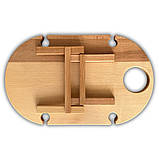 Винний столик-менажница, бук, 50*30*17 см, овальний, 4 келихи, фото 4