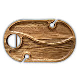 Винний столик-менажниця, дуб, 50*30*17 см, овальний, 2 келихи, фото 2