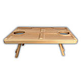 Пивний столик-менажниця, бук, 50*30*17 см, прямокутний, 2 келихи, фото 3